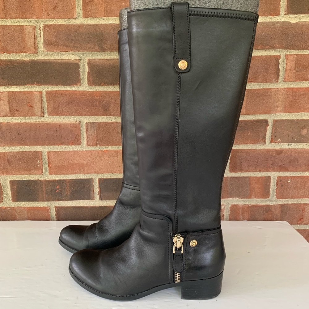 Guess Tafn black leather riding boots